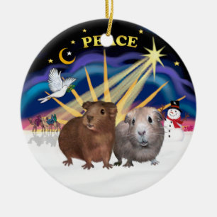 Xmas Dove - Zwei Guinea Schweine (#2 und #3) Keramikornament