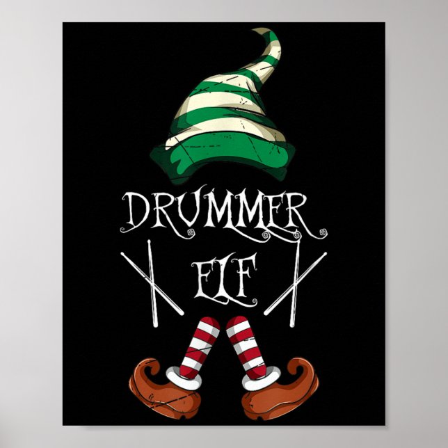 Xmas Drumsticks Music Matching Drummer Elf Pajama  Poster (Vorne)