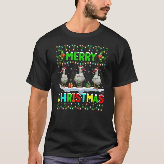 Xmas Duck Bird Lighting Santa Merry Christmas Musc T-Shirt (Vorderseite)