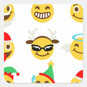 xmas emoji glückliche Gesichter Quadratischer Aufkleber