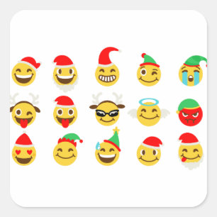 xmas emoji glückliche Gesichter Quadratischer Aufkleber