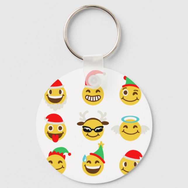 xmas emoji glückliche Gesichter Schlüsselanhänger (Vorderseite)