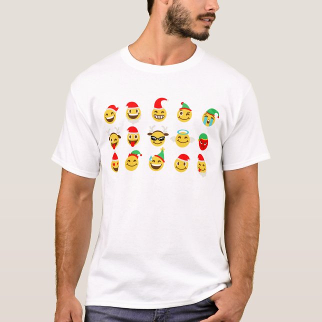 xmas emoji glückliche Gesichter T-Shirt (Vorderseite)