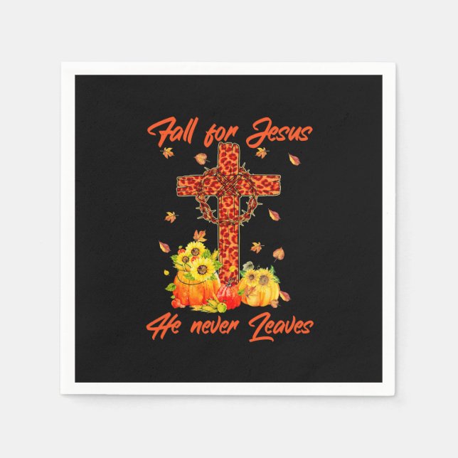 Xmas Fall For Jesus Maple Leaf Christian Autumn Serviette (Vorderseite)
