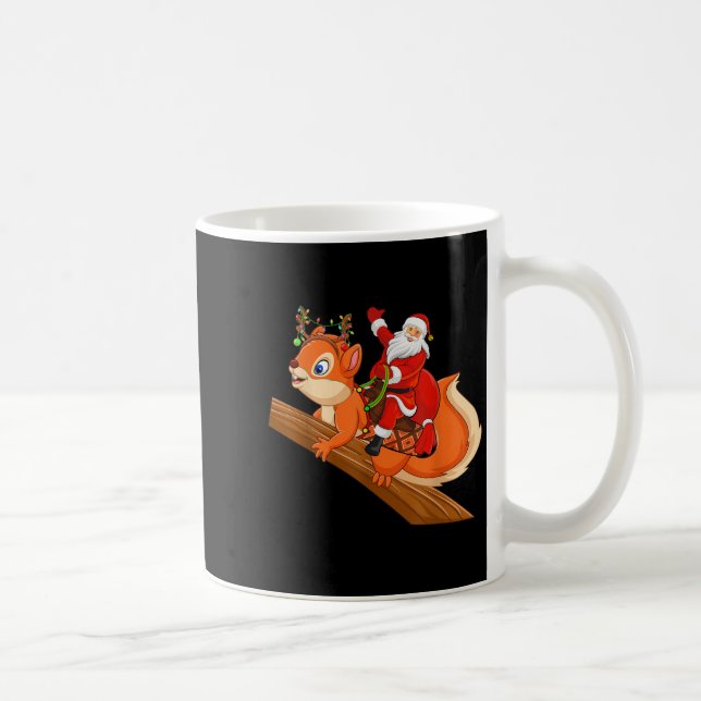 Xmas Family Matching Funny Santa Riding Squirrel C Kaffeetasse (Rechts)