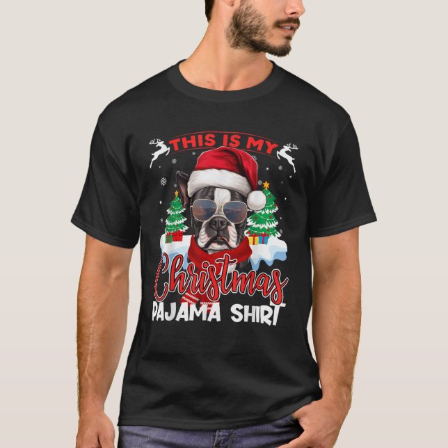 Xmas Family Matching Reindeer Boston Terrier Dog C T-Shirt (Vorderseite)