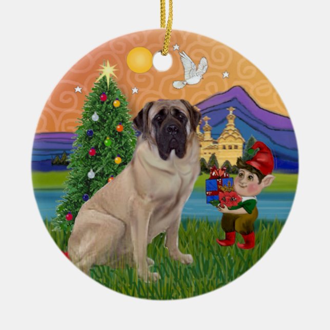Xmas Fantasy - Bull Mastiff Keramik Ornament (Vorne)
