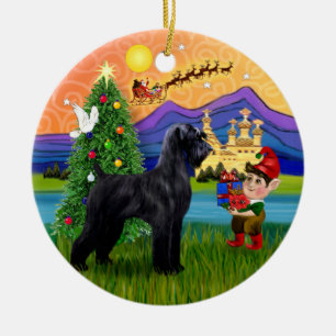 Xmas Fantasy - Riesenschwarzer Schnauzer Keramik Ornament
