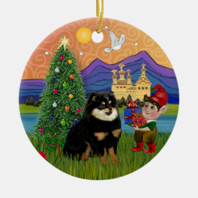 Xmas Fantasy - Spitz (schwarz & braun) Keramikornament (Vorne)