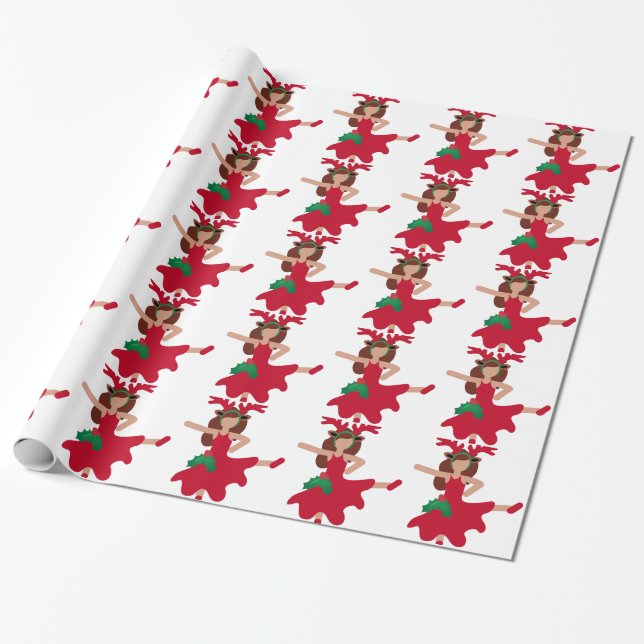 Xmas Flamenco Tänzer Emoji Geschenkpapier (Ungerollt)
