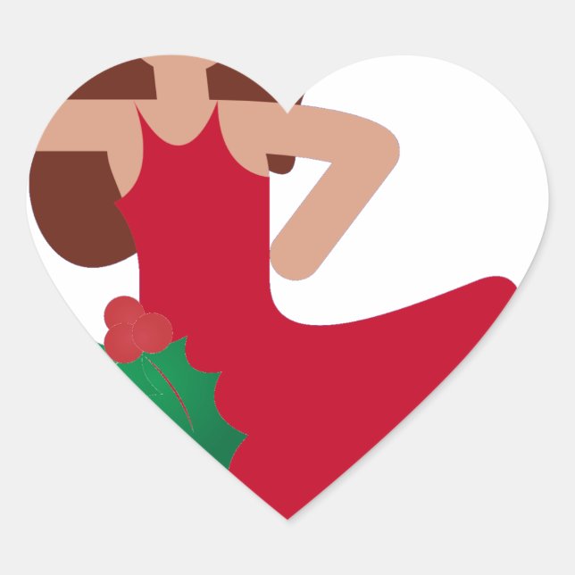 Xmas Flamenco Tänzer Emoji Herz-Aufkleber (Vorderseite)