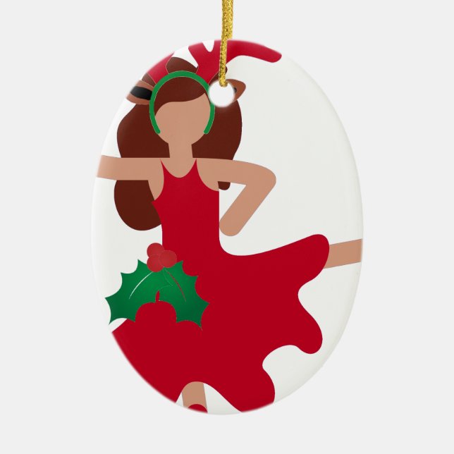 Xmas Flamenco Tänzer Emoji Keramikornament (Vorne)
