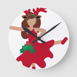 Xmas Flamenco Tänzer Emoji Runde Wanduhr