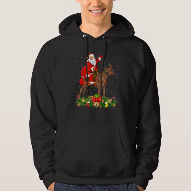 Xmas Funny Santa Riding Rhodesian Ridgeback Dog Ch Hoodie (Vorderseite)