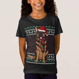 Xmas German Shepherd Dog Weihnachtsmannmütze Ugly  T-Shirt