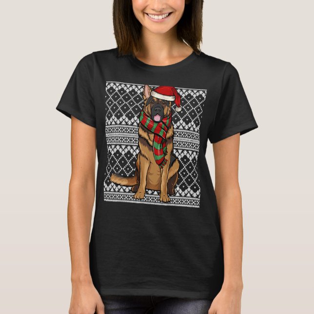 Xmas German Shepherd Santa Claus Hat T-Shirt (Vorderseite)