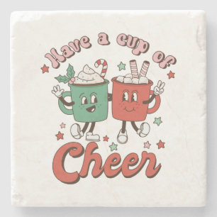 Xmas Geschenk bewegen eine Tasse Fröhlichkeit Steinuntersetzer