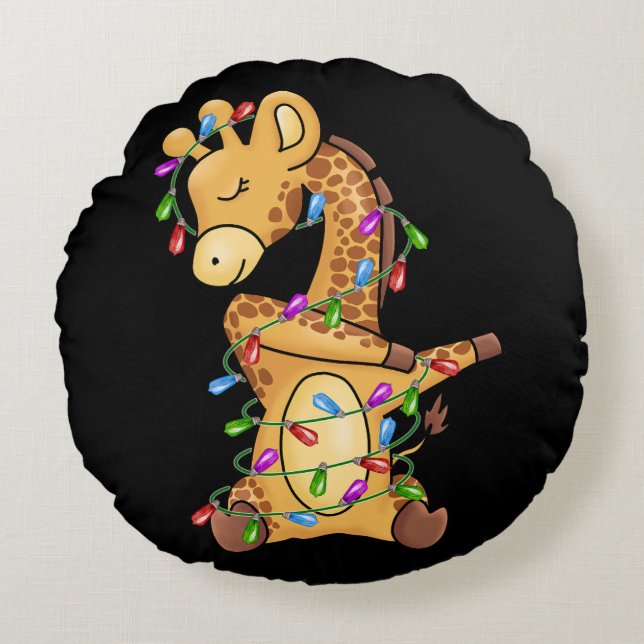 Xmas Geschenk Dabbing Giraffe Weihnachten Rundes Kissen (Vorderseite)