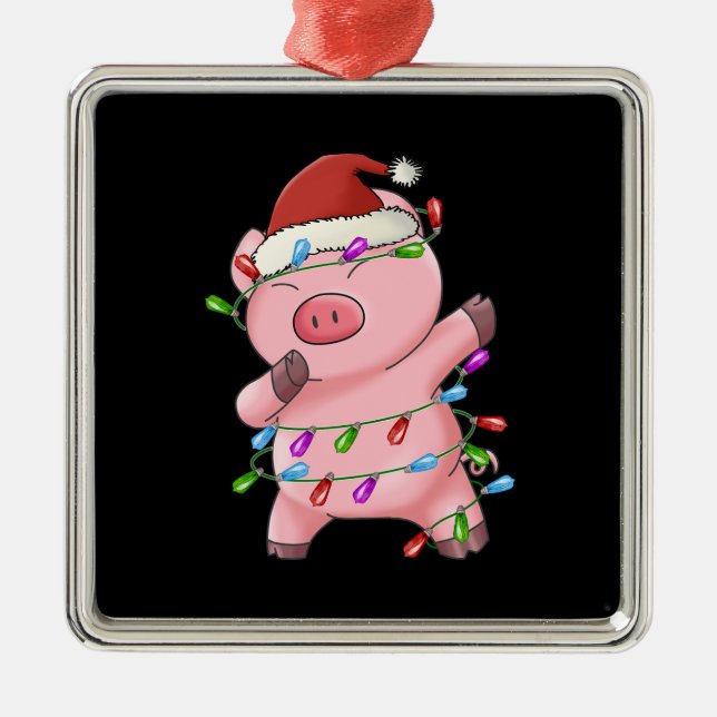 Xmas Geschenk Dabbing Pig Weihnachten Ornament Aus Metall (Vorne)