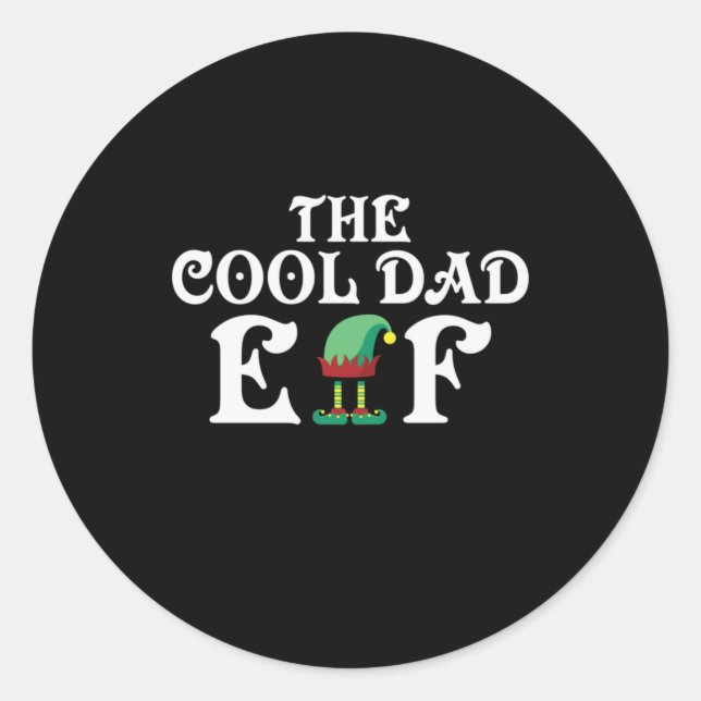 Xmas Geschenk des Coolen Vaters Elf Runder Aufkleber (Vorderseite)