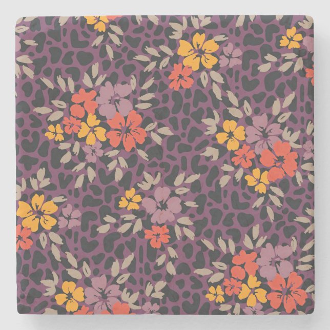 Xmas Geschenk fett übergroße Hand bemalt Blumen Steinuntersetzer (Vorderseite)