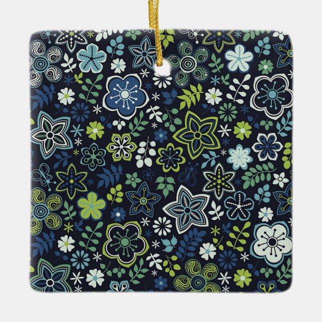 Xmas Geschenk florale 3D Wand Kunst Keramikornament (Vorderseite)