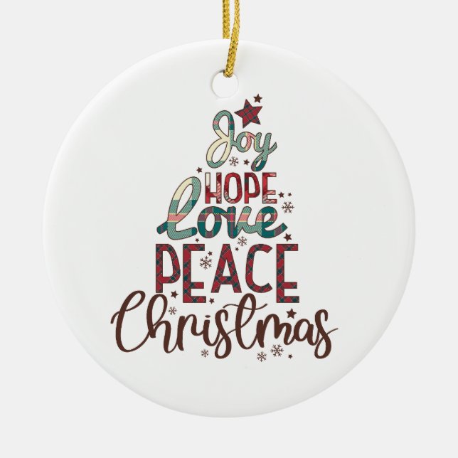 Xmas Geschenk Freude Liebe Weihnachten Keramik Ornament (Vorne)