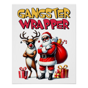 Xmas Geschenk Gangster Wrapped Poster