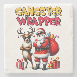 Xmas Geschenk Gangster Wrapped Steinuntersetzer