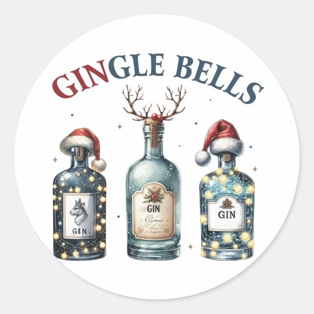 Xmas Geschenk Gingle Bells Runder Aufkleber (Vorderseite)