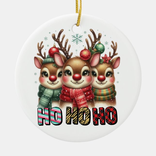 Xmas Geschenk Ho Ho Ho Keramik Ornament (Vorne)
