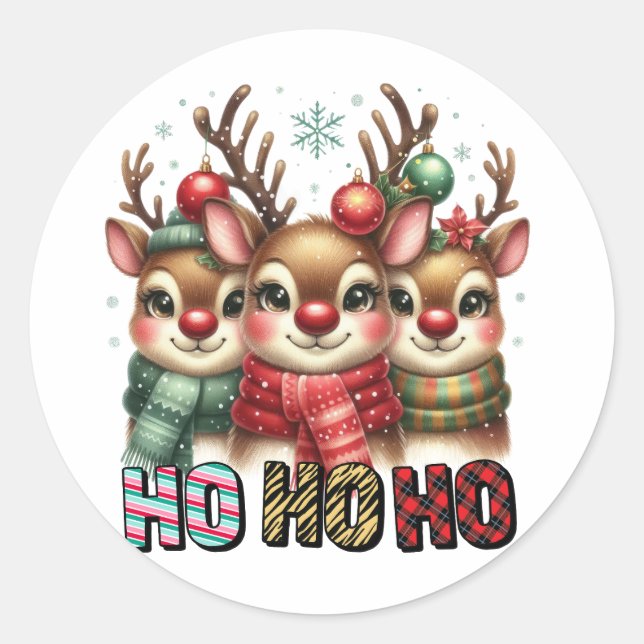 Xmas Geschenk Ho Ho Ho Runder Aufkleber (Vorderseite)