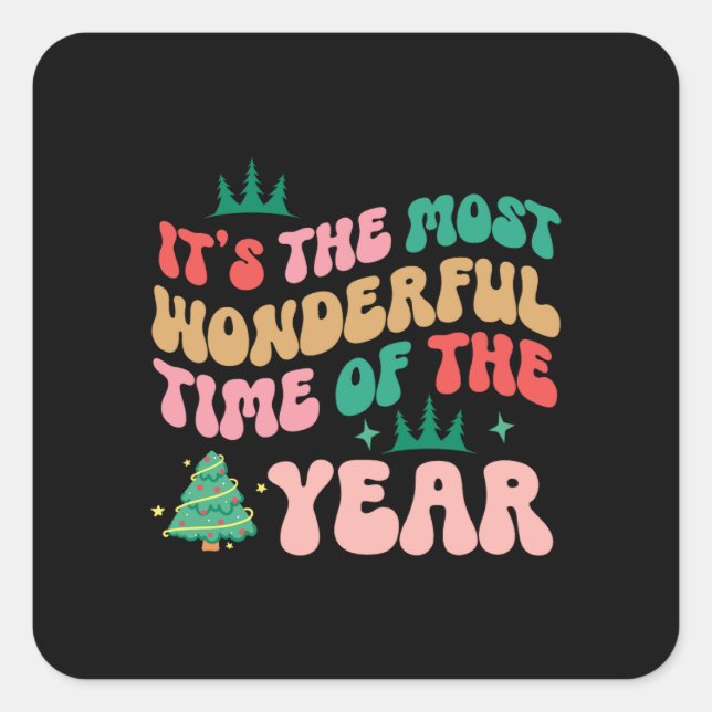 Xmas Geschenk ist es die schönste Zeit Quadratischer Aufkleber (Vorderseite)