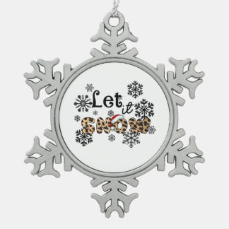 Xmas Geschenk lassen es Schneeleopard Schneeflocken Zinn-Ornament