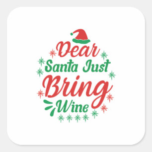 Xmas Geschenk Liebe Weihnachten Bringen Sie Wein Quadratischer Aufkleber