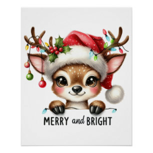 Xmas Geschenk Merry & Bright Poster