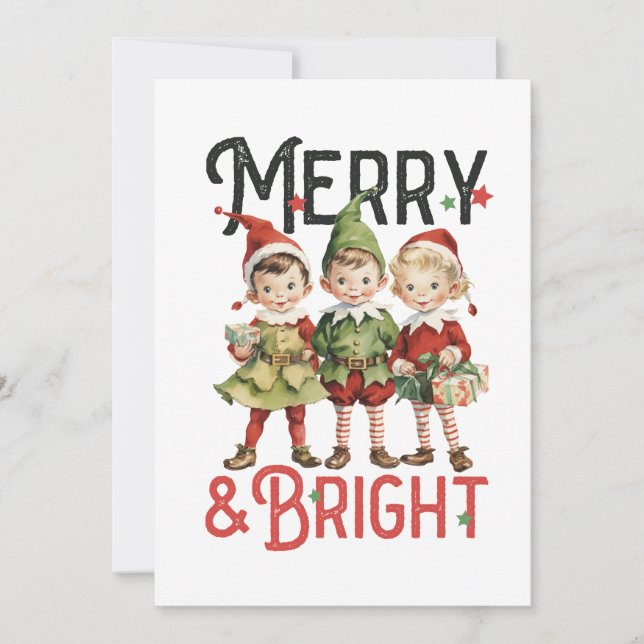 Xmas Geschenk Merry und Bright Feiertagskarte (Vorderseite)