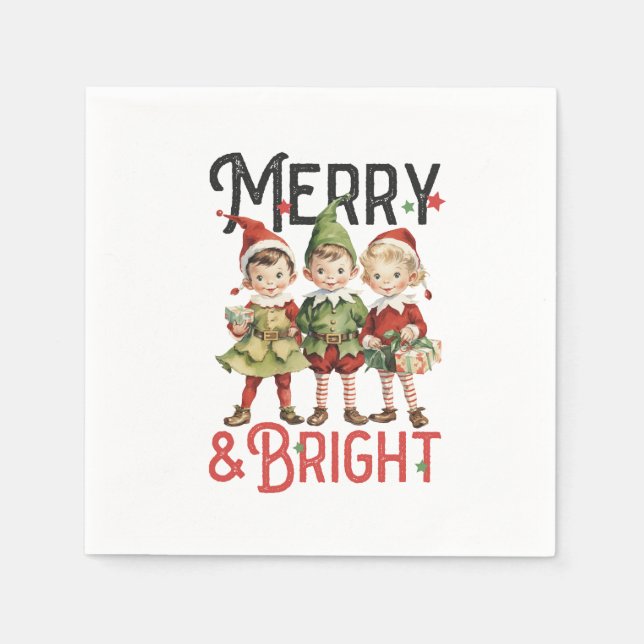 Xmas Geschenk Merry und Bright Serviette (Vorderseite)