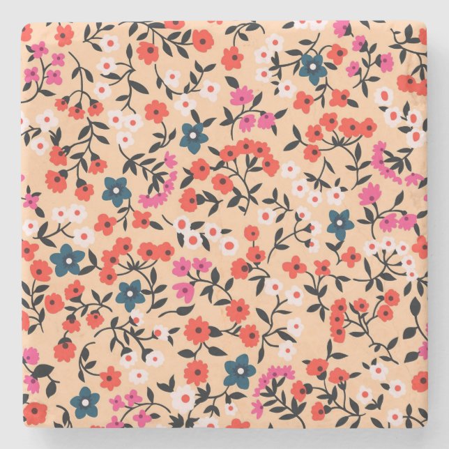 Xmas Geschenk Niedlich kleine Blume nahtlos Steinuntersetzer (Vorderseite)