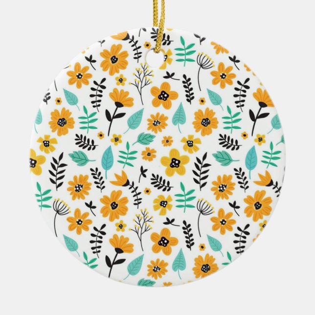 Xmas Geschenk Niedliche Hand gezeichnet Blumenfarb Keramik Ornament (Vorne)