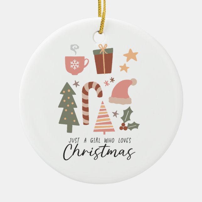 Xmas Geschenk nur ein Mädchen, das Weihnachten Lie Keramik Ornament (Vorne)