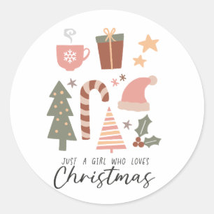 Xmas Geschenk nur ein Mädchen, das Weihnachten Lie Runder Aufkleber