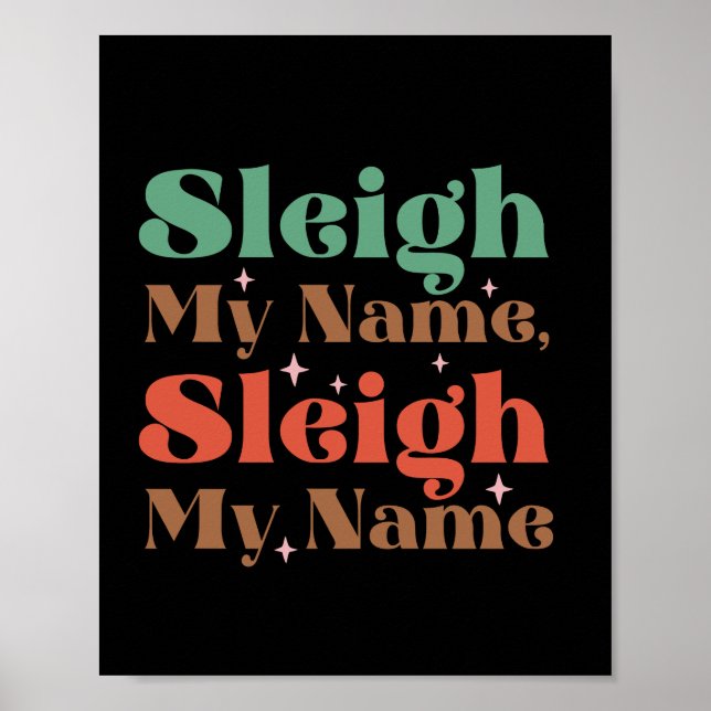 Xmas Geschenk Sleigh Mein Name Poster (Vorne)