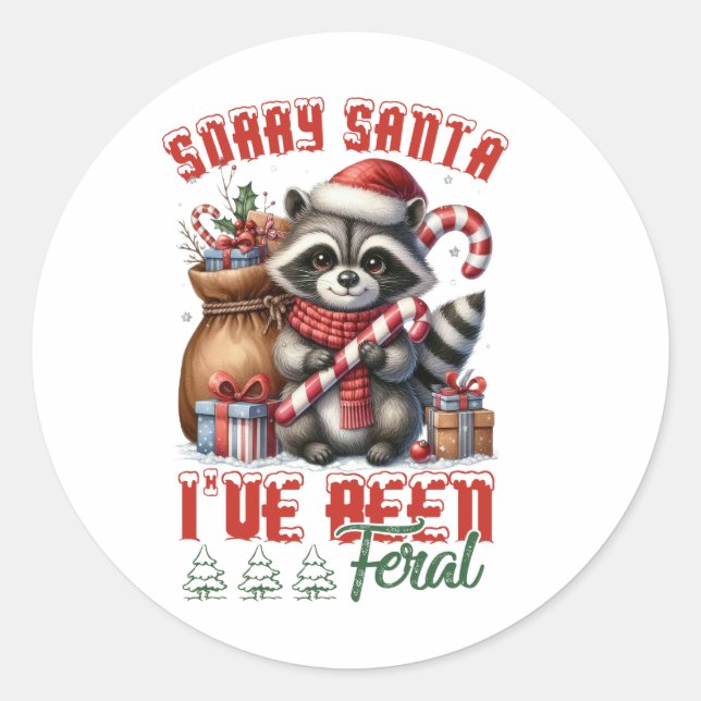 Xmas Geschenk Sorry Santa Runder Aufkleber (Vorderseite)