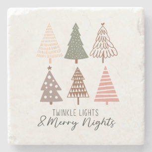 Xmas Geschenk Twinkle Lichter und frohe Nächte Steinuntersetzer