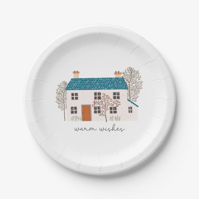 Xmas Geschenk Warme Wünsche Pappteller (Vorderseite)