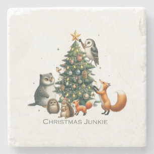 Xmas Geschenk Weihnachts Junkie Steinuntersetzer