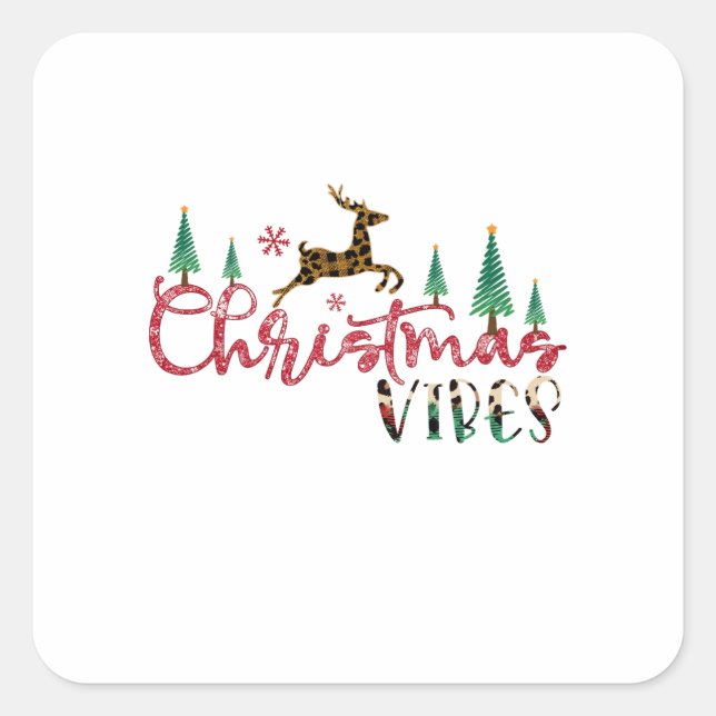 Xmas Geschenk Weihnachts-Vibes Quadratischer Aufkleber (Vorderseite)