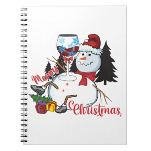 Xmas Geschenk Wein trinken und frohe Weihnachten Notizblock
