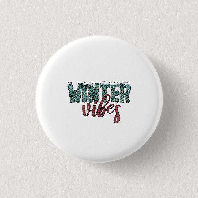 Xmas Geschenk Winter Vibes Button (Vorderseite)